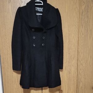 GUESS Women's Doubled Breasted Black Winter Pea Coat Size MEDIUM NEW